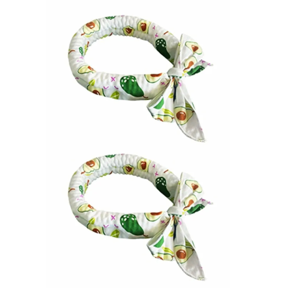 2Pcs Cute Print Pet Cooling Ice Scarf Breathable Towel Fast Cooling Pet Cool Neck Ring Ice Towel Reusable Dog Cooling Collar