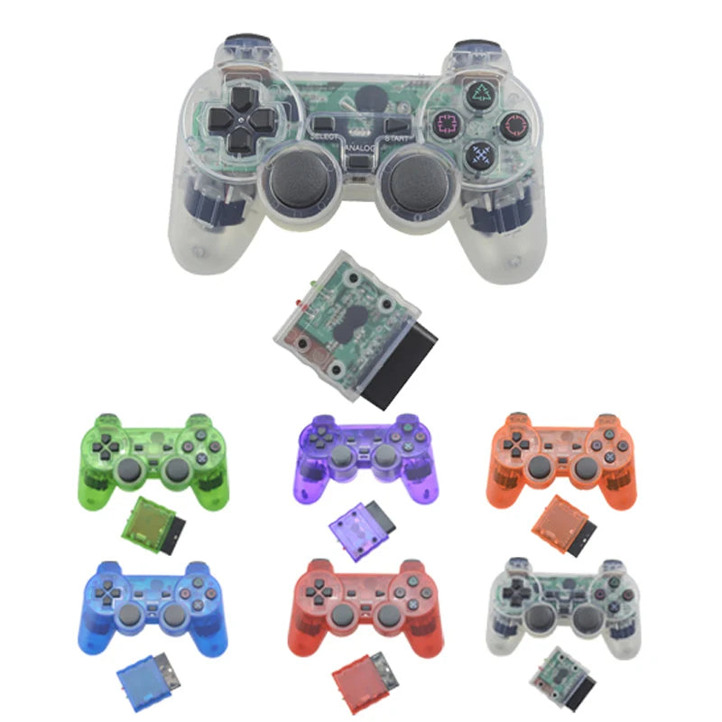 Transparent Color  Wireless Gamepad For PS2  2.4G Vibration Joystick Blutooth Controller compatible For Playstation 2 Joypad