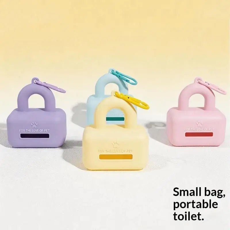 Portable Pet Poop Bag Dispenser Silicone Material with Carabiner for Dog Walking and Hiking