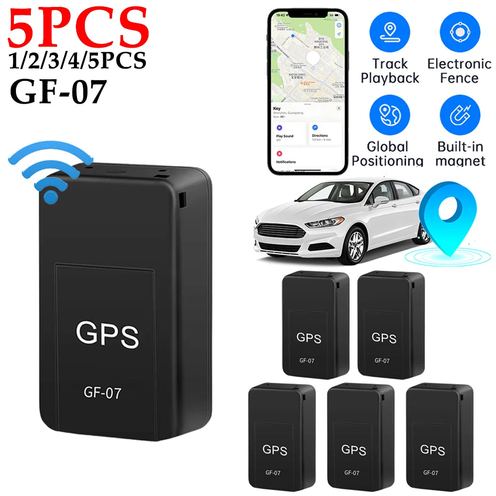 1-5pcs GF-07 Mini GPS Car Tracker GPRS Real Time Tracking Anti-Theft Anti-lost Locator Key Pet Locator SIM Message Positioner