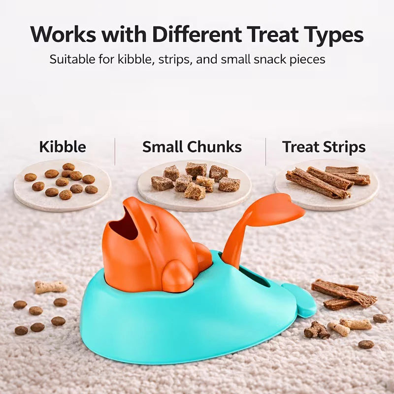 Dog Pet Interactive Food Toy Puzzle Press-to-Dispense Whale Shaped Slow Feeder Boredom Buster Training Reward Dispenser for Pets