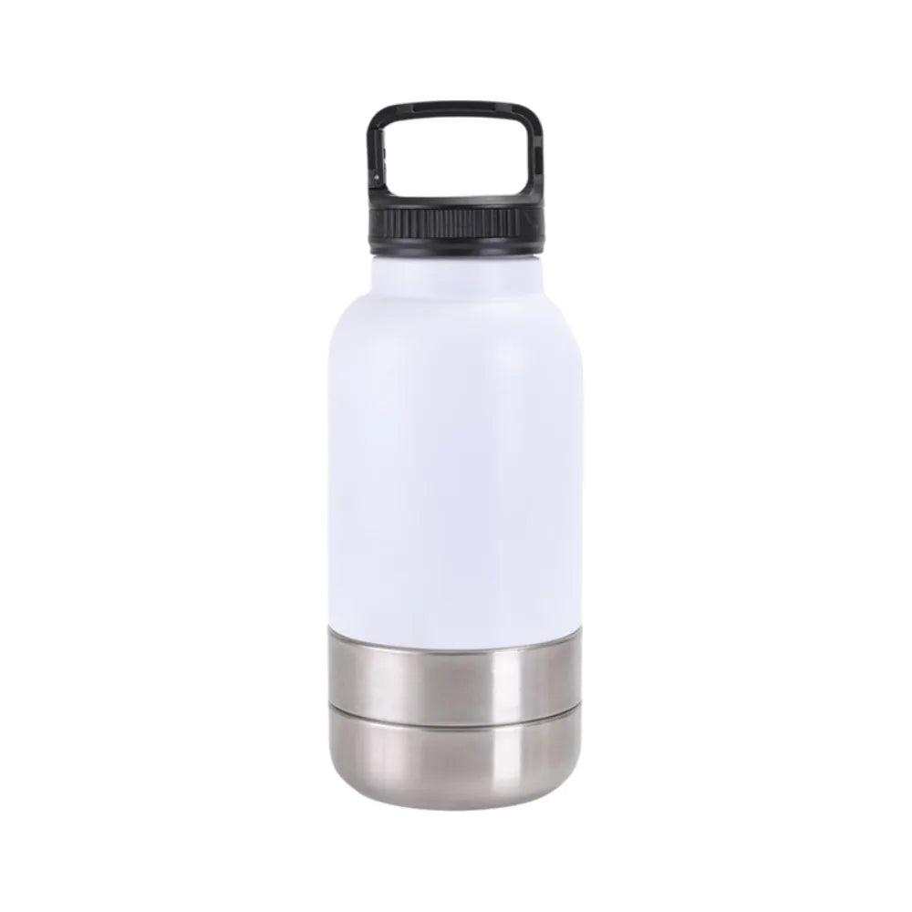 3 in 1 Stainless Steel Pet Water Bottle 32Oz Detachable Dog Feeding Bottle Large Capacity Multi-layered Pet Food Bottle Hiking
