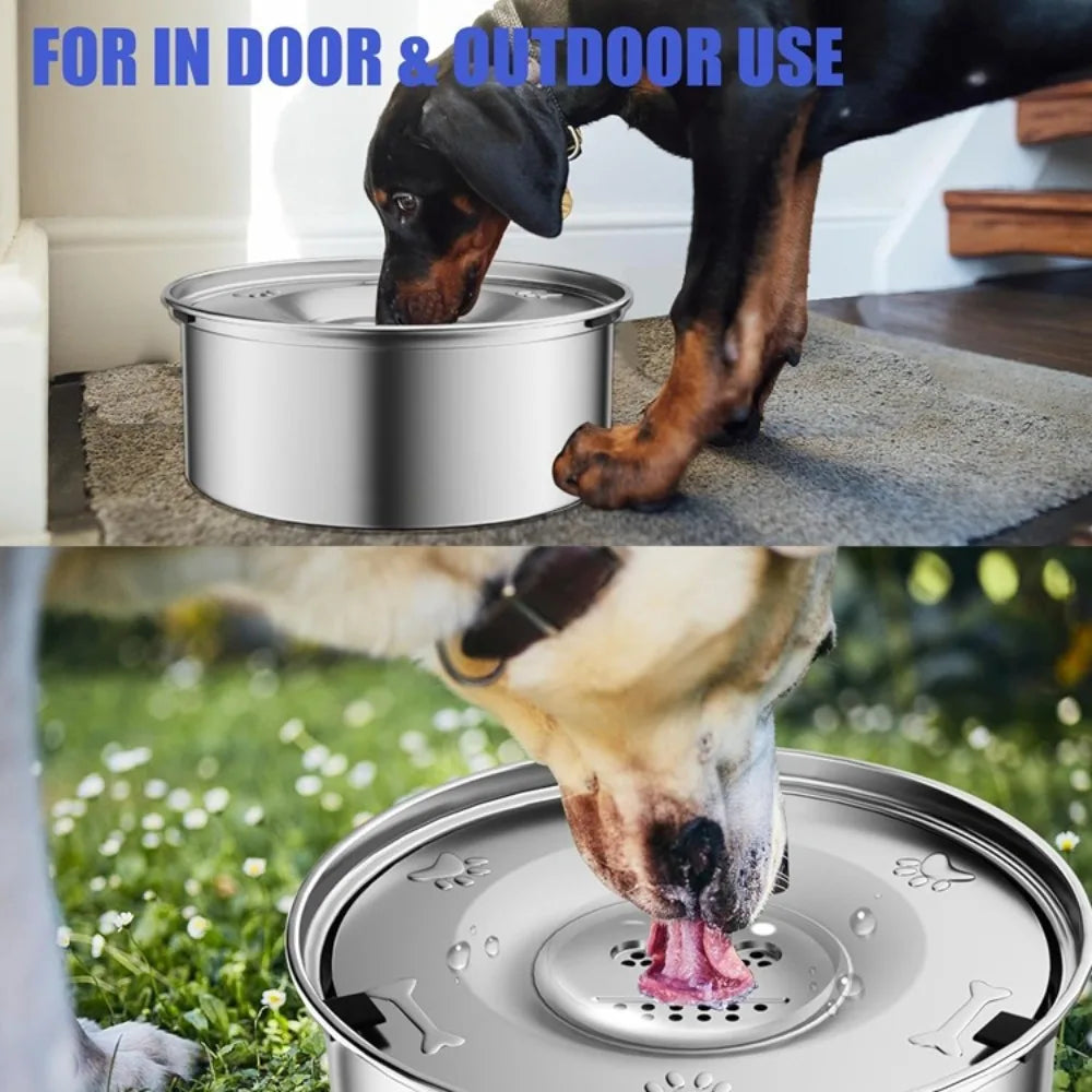 Stainless Steel Dog Water Bowl Anti-Splash Anti-Spill Cat Floating Bowl Portable Non-Slip Base Dog Water Dispenser Pet Drinking