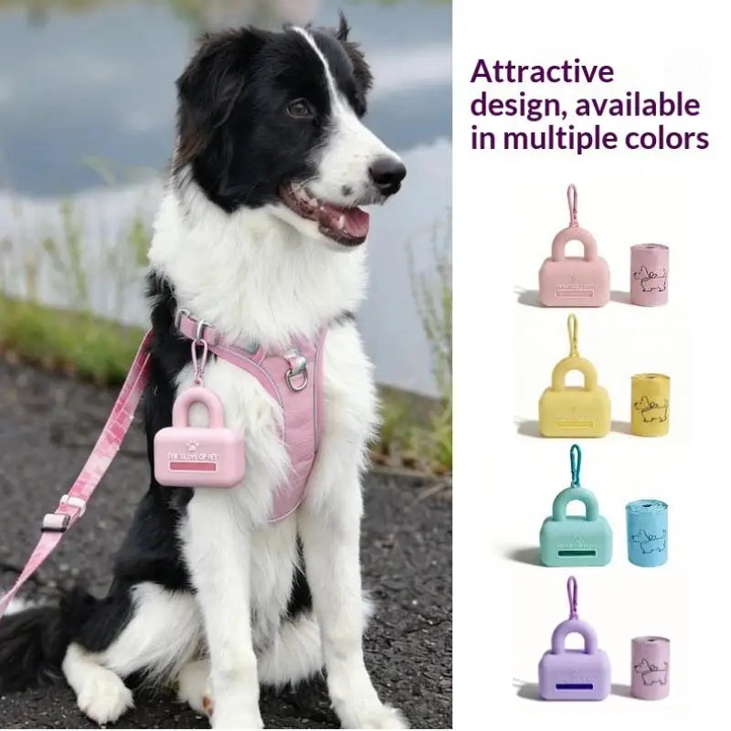 Portable Pet Poop Bag Dispenser Silicone Material with Carabiner for Dog Walking and Hiking