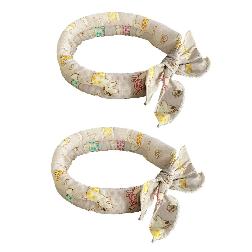 2Pcs Cute Print Pet Cooling Ice Scarf Breathable Towel Fast Cooling Pet Cool Neck Ring Ice Towel Reusable Dog Cooling Collar
