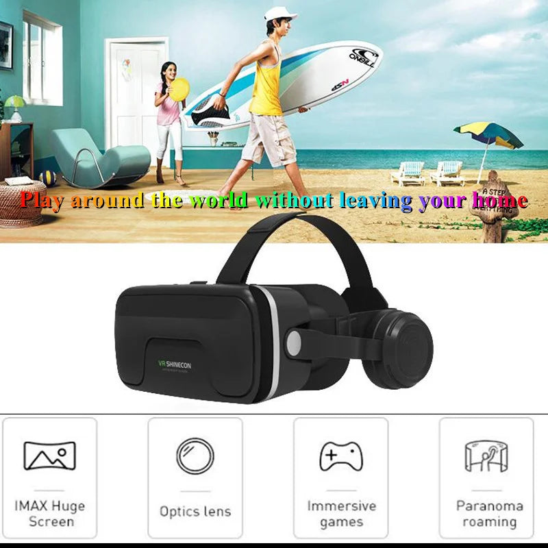 Original Virtual Reality VR Glasses Box Stereo 3D Video Google Cardboard VR Headset Helmet for Cellhone Max 7.2",Support Gamepad