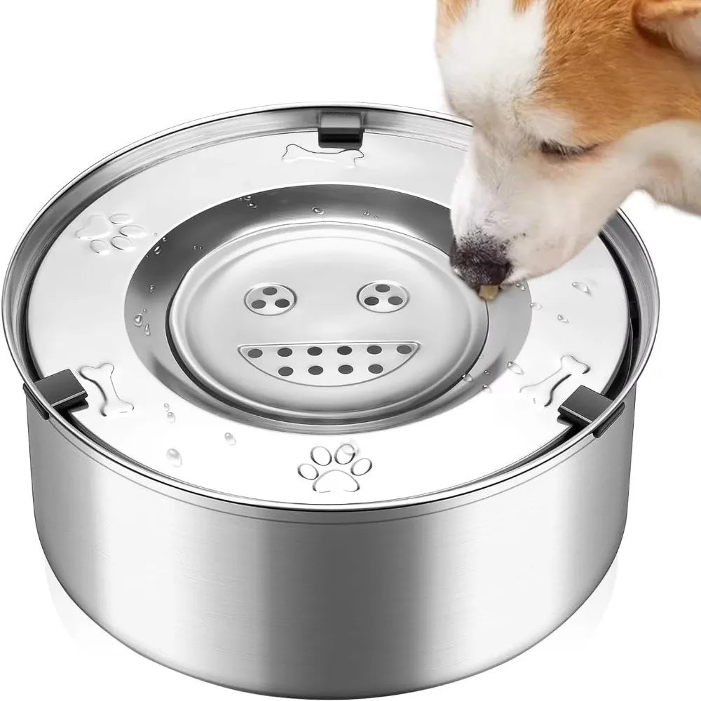 Stainless Steel Dog Water Bowl Anti-Splash Anti-Spill Cat Floating Bowl Portable Non-Slip Base Dog Water Dispenser Pet Drinking