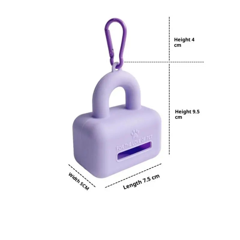 Portable Pet Poop Bag Dispenser Silicone Material with Carabiner for Dog Walking and Hiking