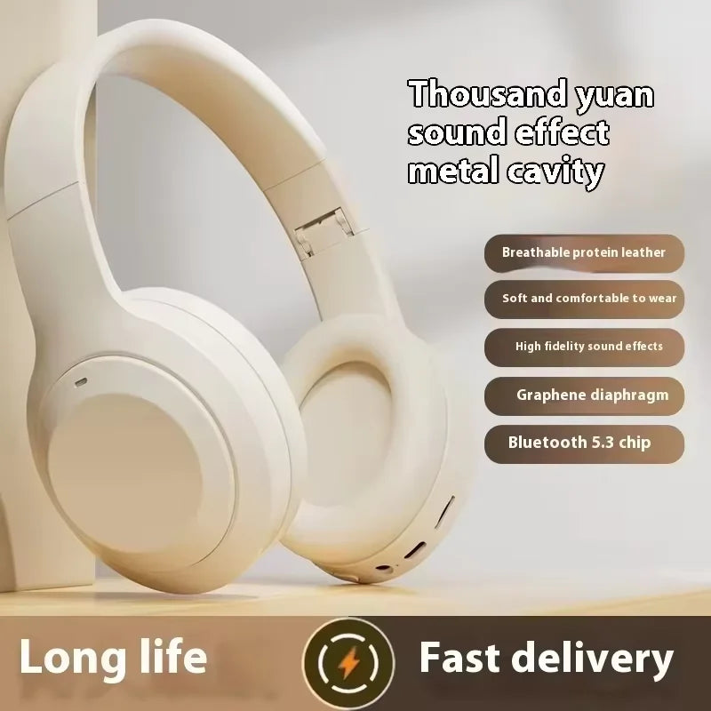 Lenovo Wireless Bluetooth Earphones Over-ear Foldable Computer Wireless Headphones Stereo Sound Gaming Headset Android and iOS