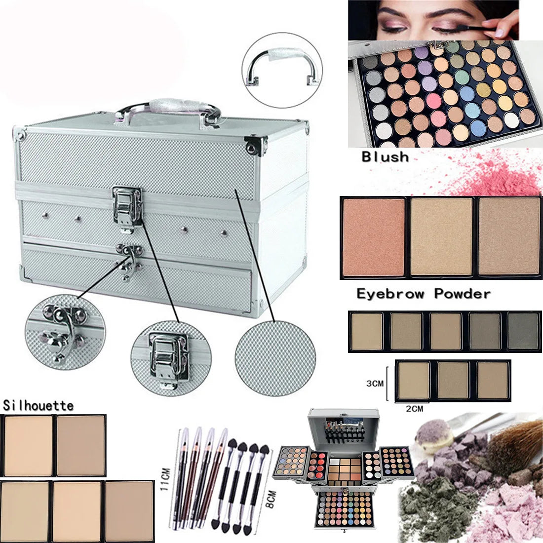 Professional Beauty Cosmetic Kit Lipsticks Lip Liner Face Powder Contour Shades Concealers Combination Makeup Set Gift For Women