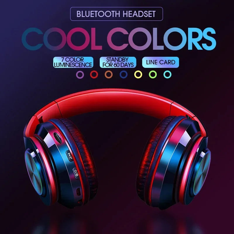 Foldable Bluetooth Headsets  Wireless Headphones With Mic Stereo Earphone Support TF Card FM For Xiaomi Iphone Sumsamg Phone