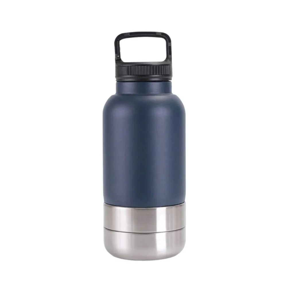 3 in 1 Stainless Steel Pet Water Bottle 32Oz Detachable Dog Feeding Bottle Large Capacity Multi-layered Pet Food Bottle Hiking