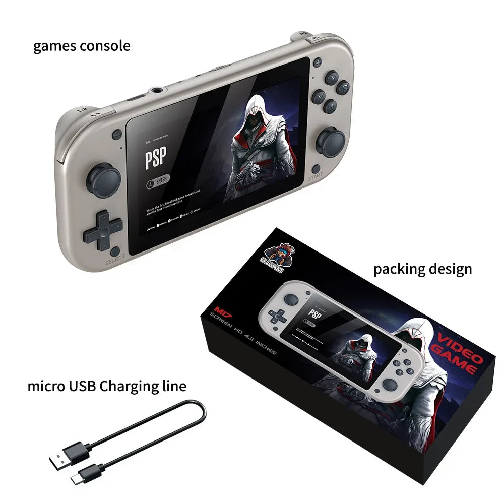 M17 Retro Handheld Video Game Console 4.3 Inch Screen Portable Pocket Player with 25 Emulators 64G128G 30000+ Games EmuELEC