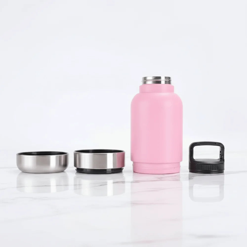 3 in 1 Stainless Steel Pet Water Bottle 32Oz Detachable Dog Feeding Bottle Large Capacity Multi-layered Pet Food Bottle Hiking