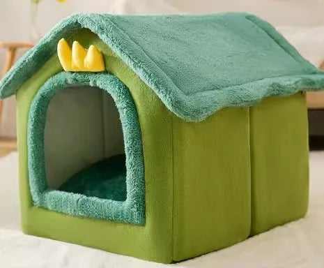 Winter Warm House-Style Pet Nest, Detachable & Washable Cushion, Universal for Cat, Small Dog & Rabbit, All Season Pet Bed