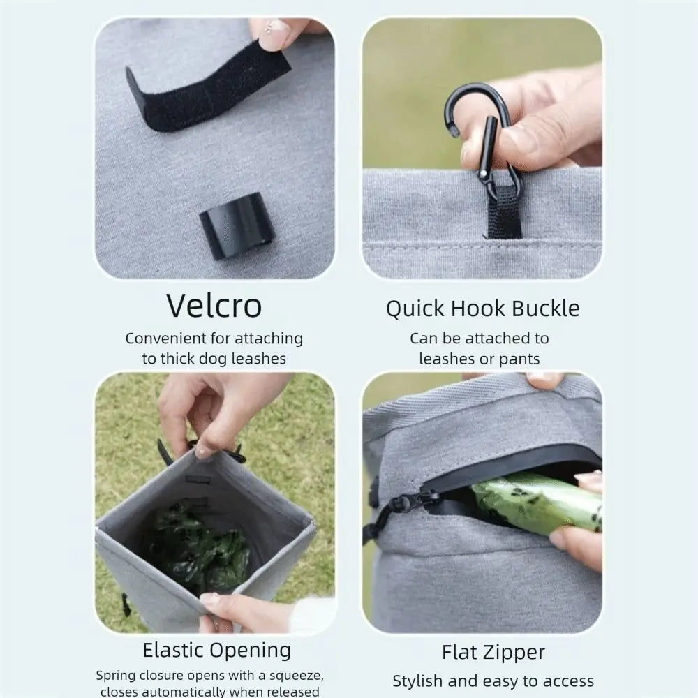 Portable Waterproof Pet Poop Scooper Bag Oxford Hanging Dog Poop Bag Carrier with Hook Dog Garbage Holder Shopping