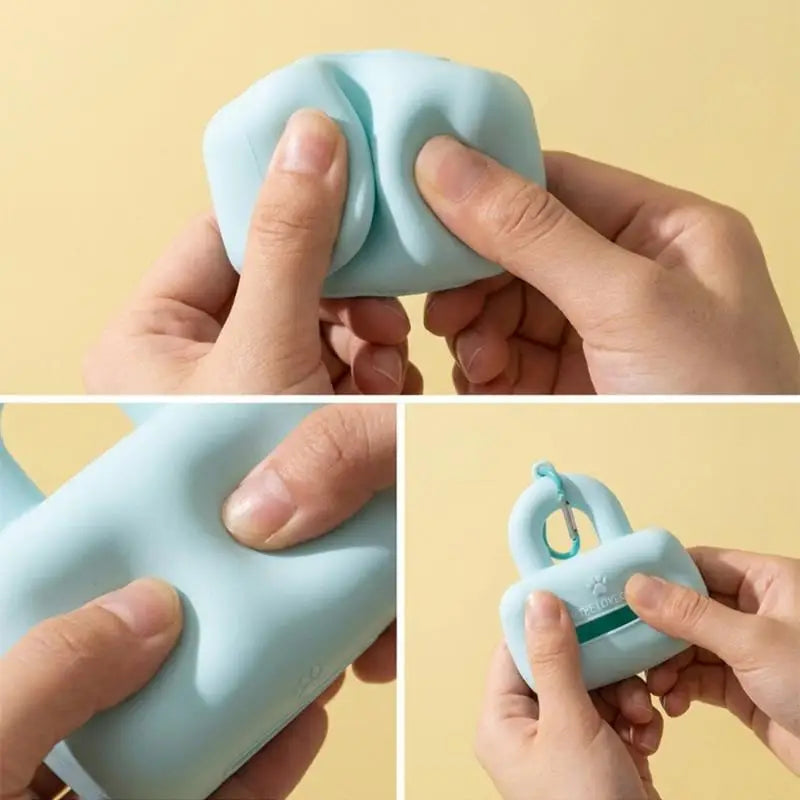 Portable Pet Poop Bag Dispenser Silicone Material with Carabiner for Dog Walking and Hiking