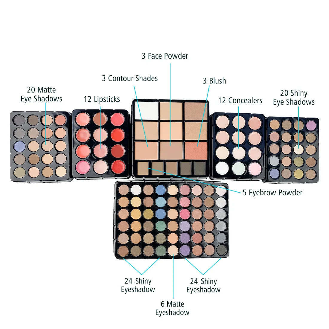 Professional Beauty Cosmetic Kit Lipsticks Lip Liner Face Powder Contour Shades Concealers Combination Makeup Set Gift For Women