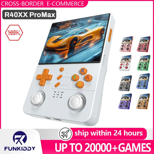 FUNKIDDY R40XX Pro Max Handheld Game Console – 4.2” IPS Screen, 4000mAh Battery, Built-in Wi-Fi, Retro Gaming Console for Kids