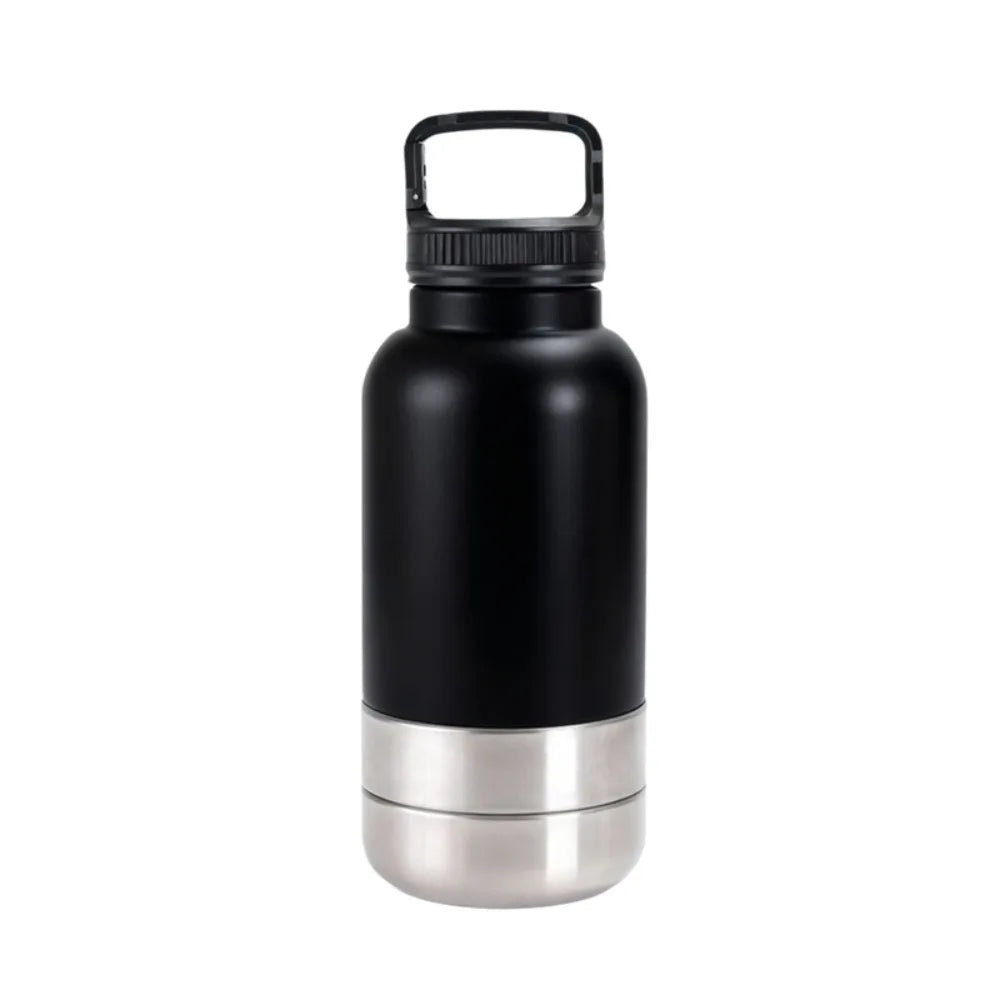 3 in 1 Stainless Steel Pet Water Bottle 32Oz Detachable Dog Feeding Bottle Large Capacity Multi-layered Pet Food Bottle Hiking