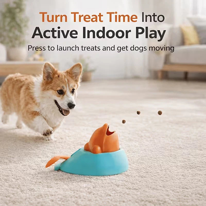 Dog Pet Interactive Food Toy Puzzle Press-to-Dispense Whale Shaped Slow Feeder Boredom Buster Training Reward Dispenser for Pets
