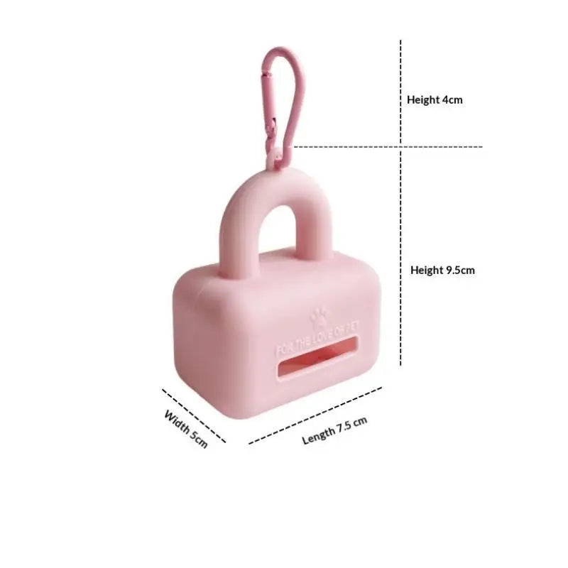 Portable Pet Poop Bag Dispenser Silicone Material with Carabiner for Dog Walking and Hiking