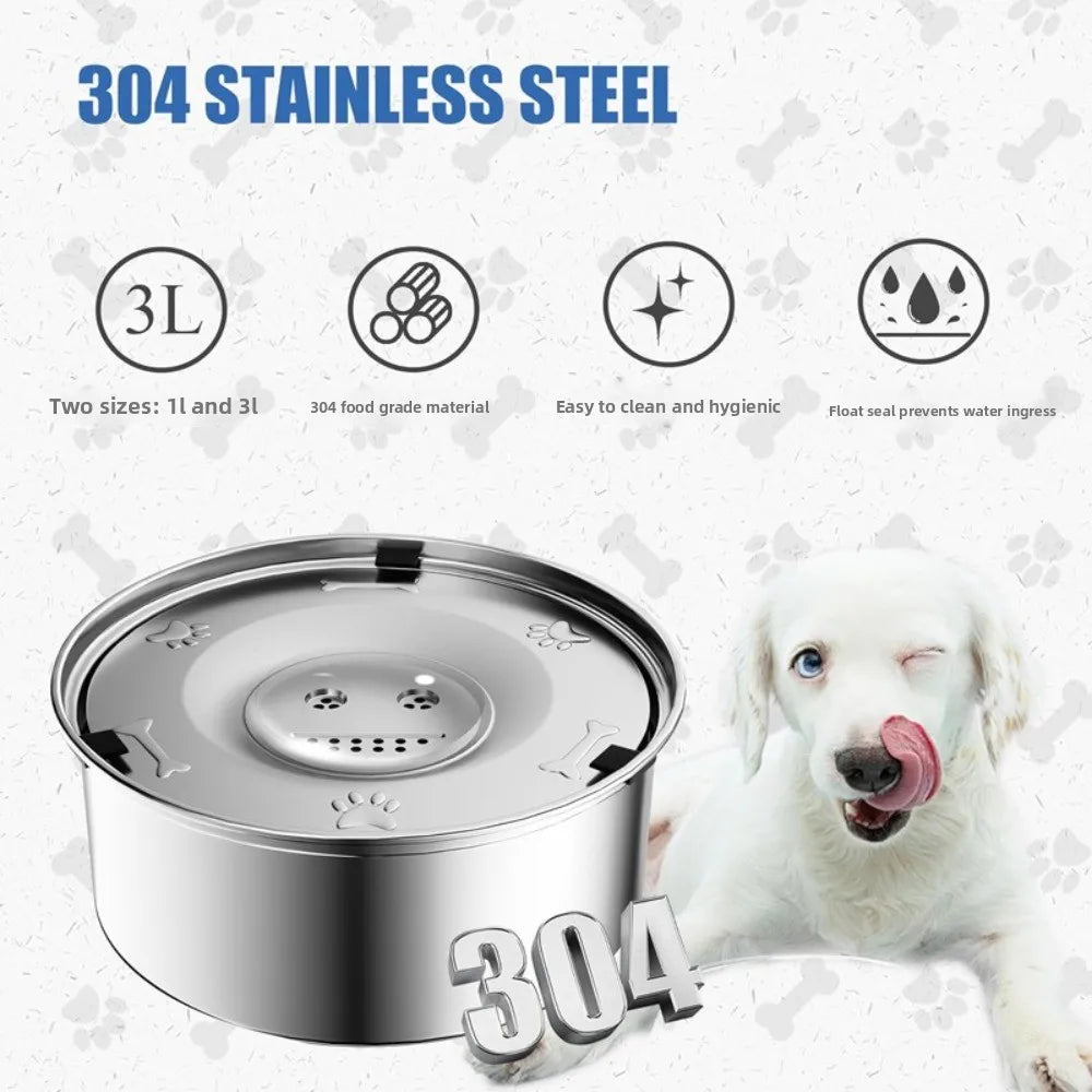Stainless Steel Dog Water Bowl Anti-Splash Anti-Spill Cat Floating Bowl Portable Non-Slip Base Dog Water Dispenser Pet Drinking