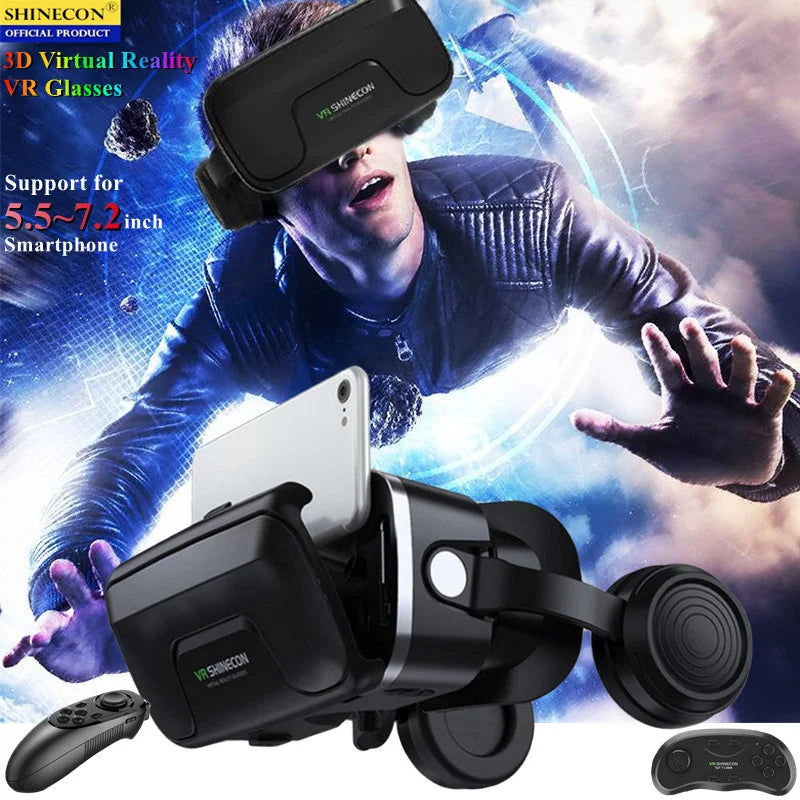 Original Virtual Reality VR Glasses Box Stereo 3D Video Google Cardboard VR Headset Helmet for Cellhone Max 7.2",Support Gamepad