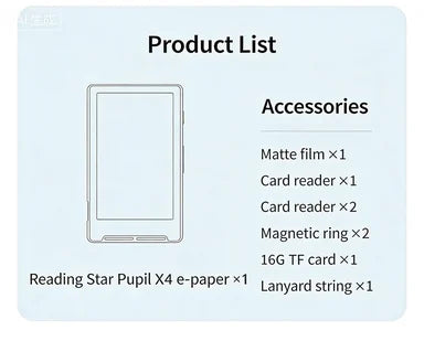 XTEINK X4 e-book reader, e-ink screen, magnetic, lightweight, 4.3-inch, 220ppi, portable e-book reader, ultra-thin, 650mAh, 16GB