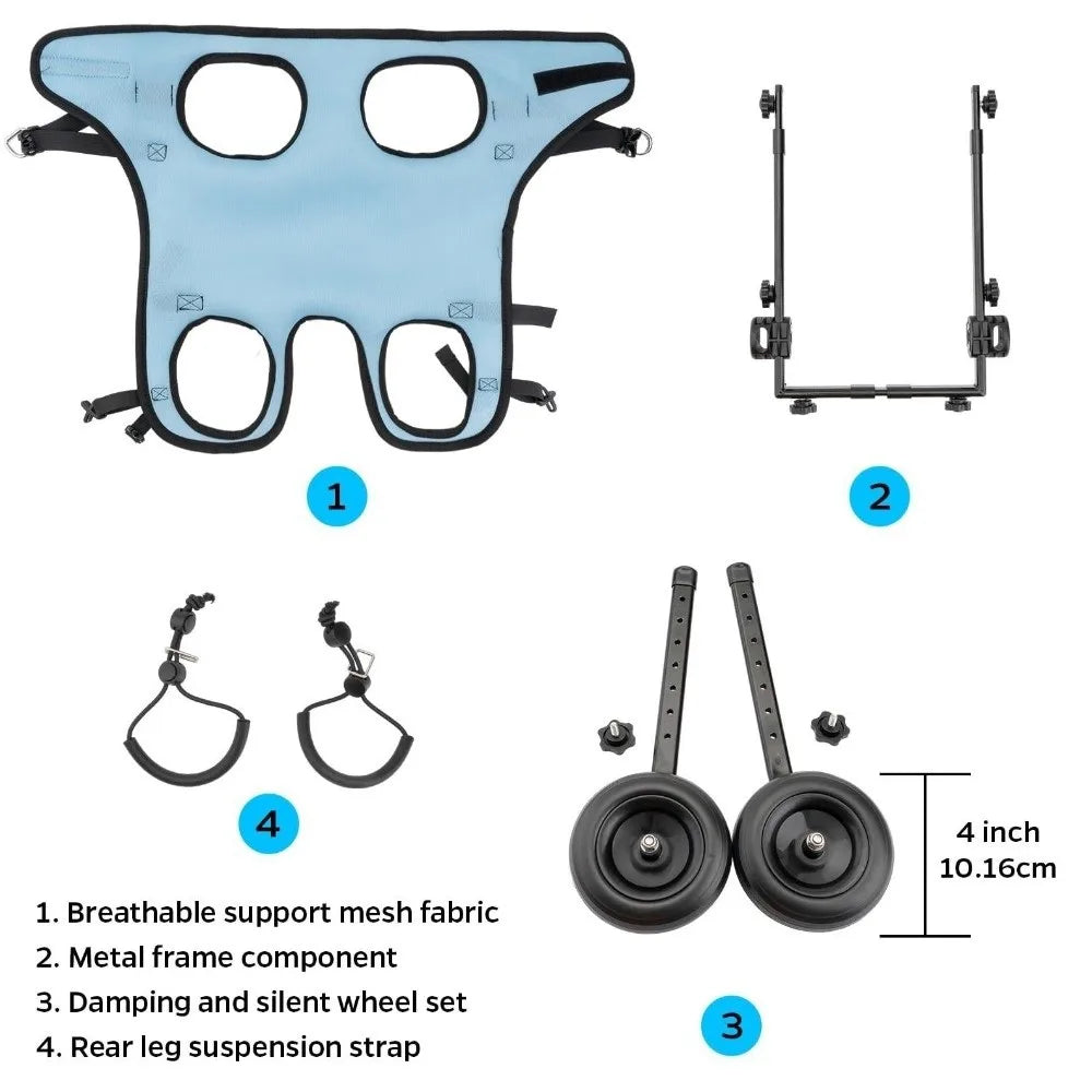 Adjustable Dog Wheelchair Comfortable Hind Leg Support Dog Mobility Scooter Breathable Pet Wheelchair Cart Pets Rehabilitation