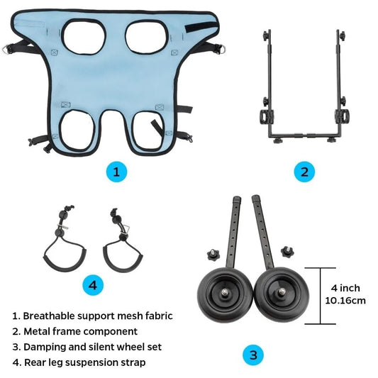 Adjustable Dog Wheelchair Comfortable Hind Leg Support Dog Mobility Scooter Breathable Pet Wheelchair Cart Pets Rehabilitation