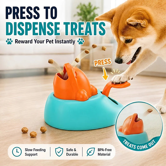 Dog Pet Interactive Food Toy Puzzle Press-to-Dispense Whale Shaped Slow Feeder Boredom Buster Training Reward Dispenser for Pets