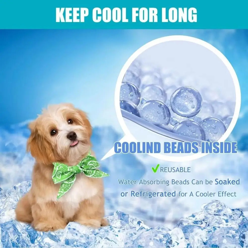 2Pcs Cute Print Pet Cooling Ice Scarf Breathable Towel Fast Cooling Pet Cool Neck Ring Ice Towel Reusable Dog Cooling Collar