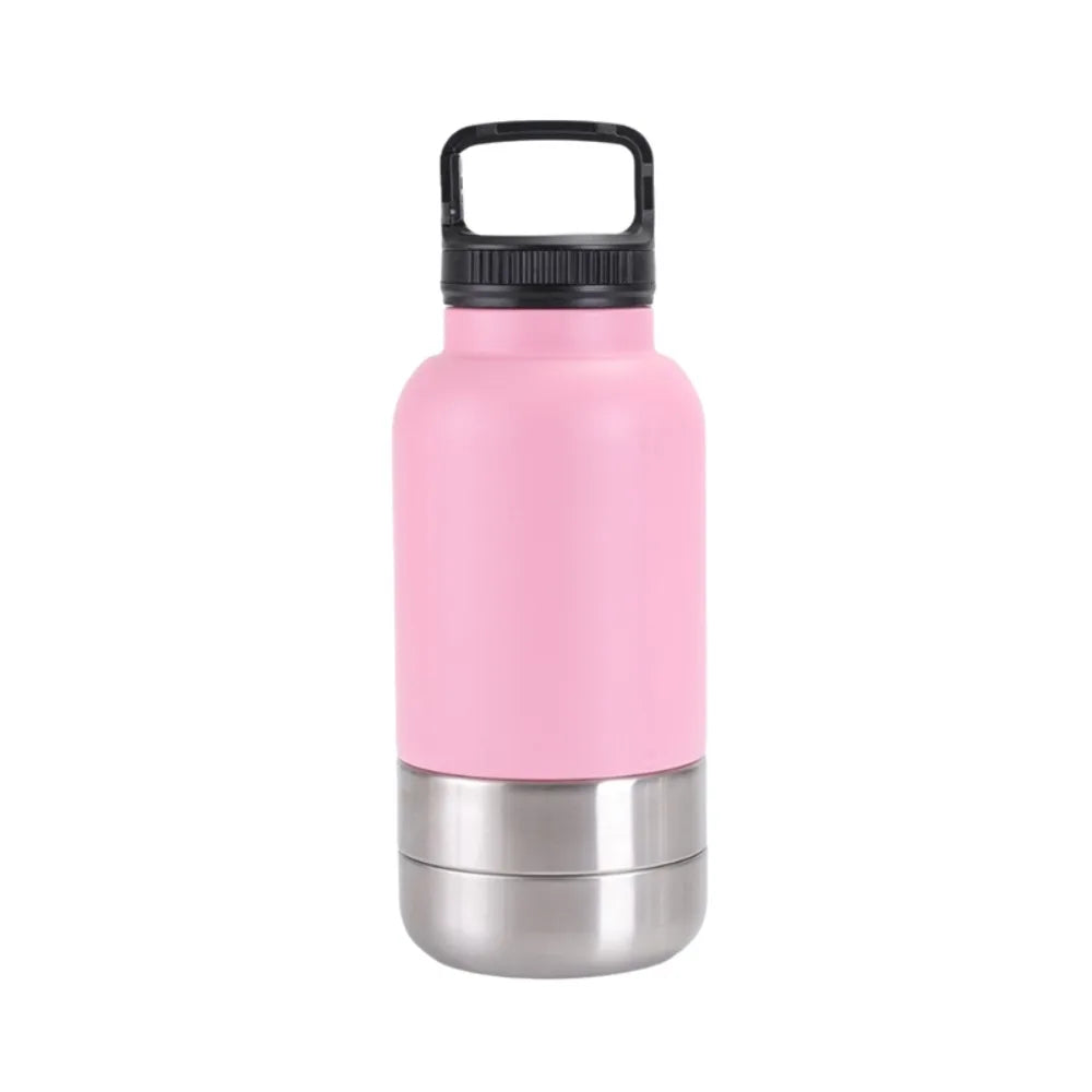 3 in 1 Stainless Steel Pet Water Bottle 32Oz Detachable Dog Feeding Bottle Large Capacity Multi-layered Pet Food Bottle Hiking