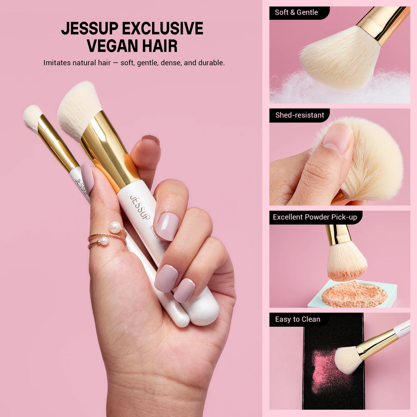 Jessup Makeup Brushes set 15pcs White Makeup Brush Foundation Contour Concealer Premium Synthetic Eyeshadow Cosmetic Tools T518